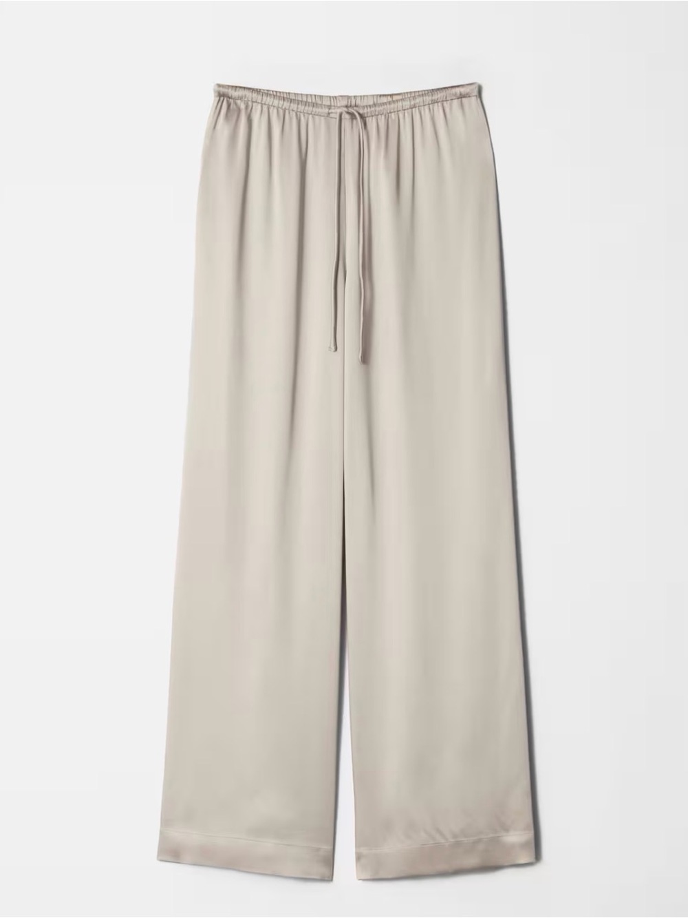 Wide-Leg Drawstring Pants in Light Taupe